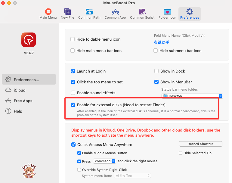 External Drive Settings